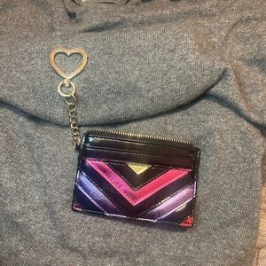 Victoria's Secret Black Card Holder with Gold Heart Keychain